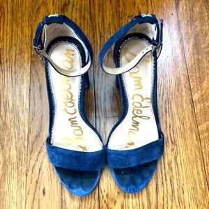 Navy Suede Yaro Sam Edelman Block Heels size 8W